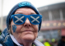 Rugby Fan from Scotland with large glasses