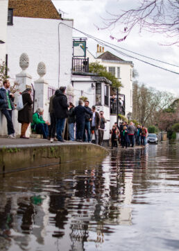 White Swan Pub Twickenham flooded Rugby Fans