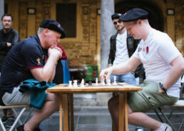 England Rugby Fans Play Chess