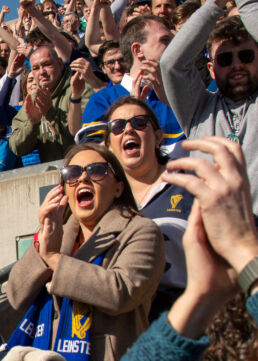 Leinster rugby fans celebrate at Croke Park Dublin