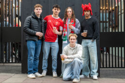 Group of young Wales rugby fans in Cardiff
